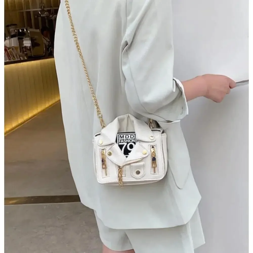 Mini Sized Jacket Shaped Handbag In White